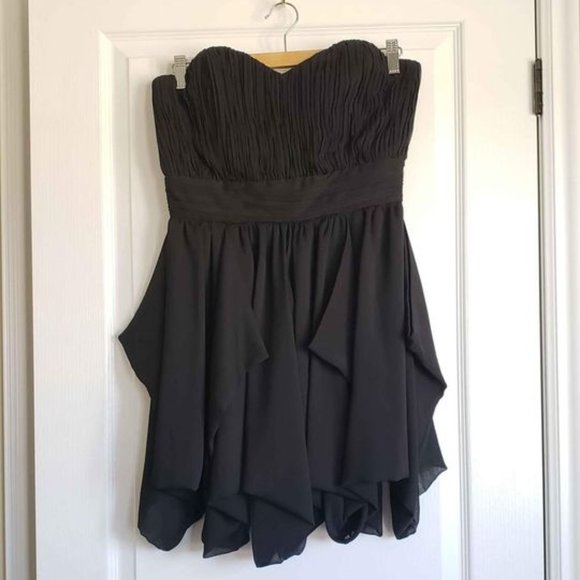 ASOS mini ruffle strapless dress black, size 8 - Picture 1 of 6